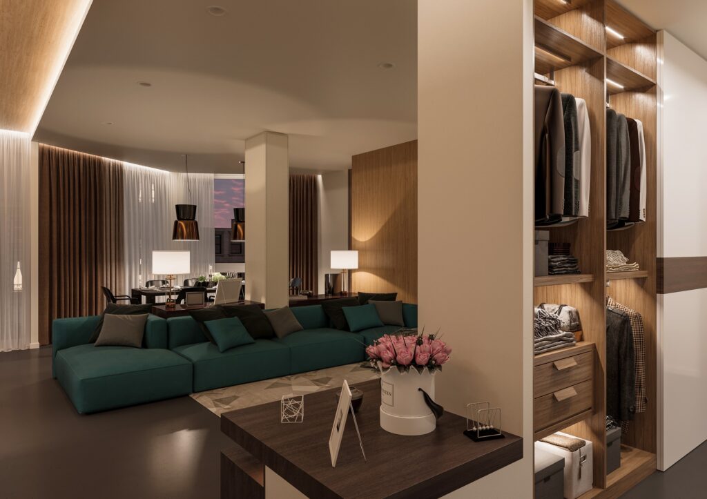 Luxury villa open-plan living interior