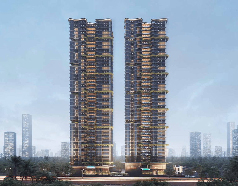 Premium luxury twin residential towers DSR in Nanakaramguda Hyderabad with modern architecture and city skyline views