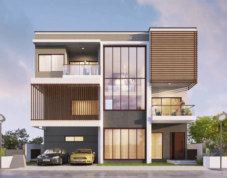 Modern luxury villa North Star Allura in Kokapet Hyderabad with dual garage and contemporary architecture