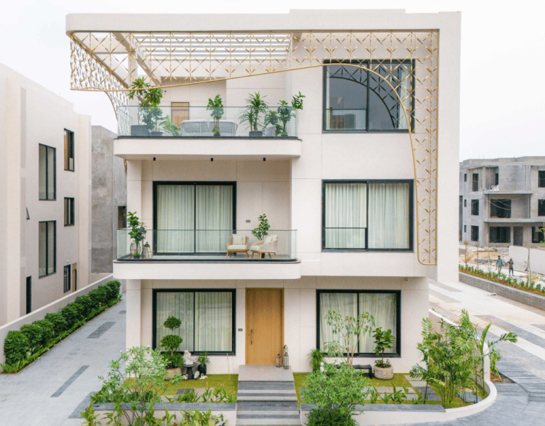 Modern luxury 3-story villa with green balconies in Oorjitha Armonia, Rajendra nagar Hyderabad